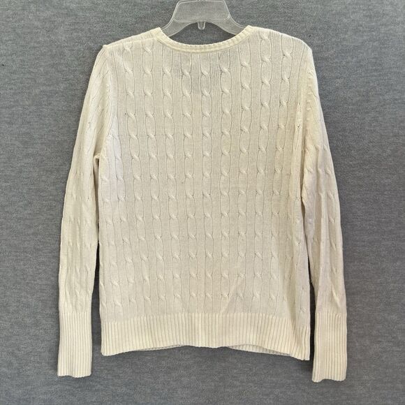 Old Navy Y2K Cable Knit Cardigan Sweater Size L Beige Preppy Old Money Normcore - Picture 3 of 10